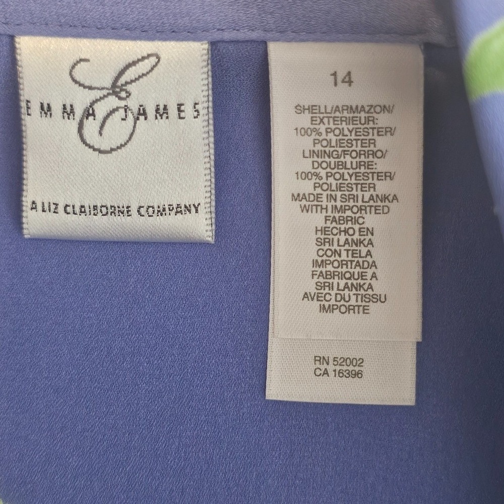 Emma James Liz Clairborne 3PC Skirt Set 14 Blue Floral Chiffon Blouse Tank L - Picture 12 of 16